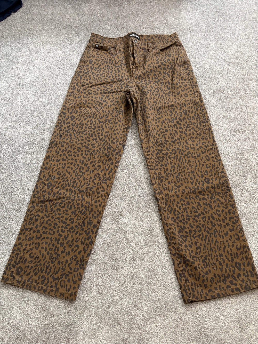 DKNY Brown Leopard-Print Chinos